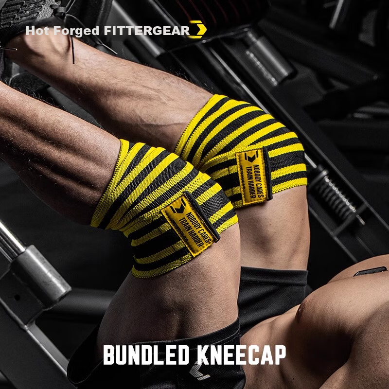 FITTER GEAR Men's Weightlifting Knee Sleeves Elastic Squat Knee Wraps Powerlifting Training Support Gear