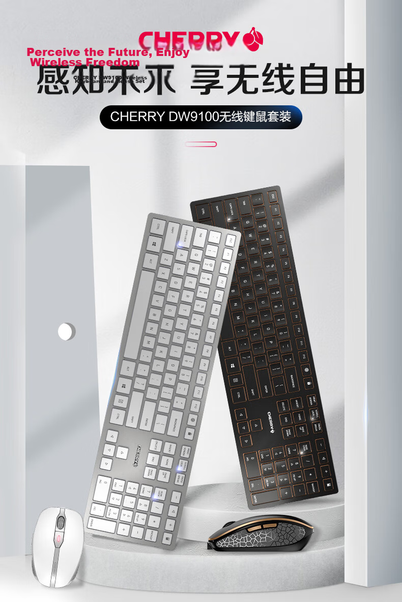 CHERRY DW9100 Wireless Keyboard and Mouse Set Wireless Bluetooth Dual-Mode Keyboard and Mouse Computer Keyboard Office Business SX Scissor-Switch Ultra-Thin Rechargeable Black 2