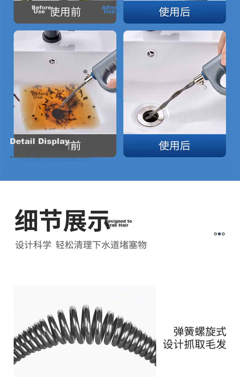 Lere Refrigerator Drain Hole Cleaning Tool Set, for Refrigerator Water Accumulation And Ice Blockage Cleaning, 5-Piece Set 16