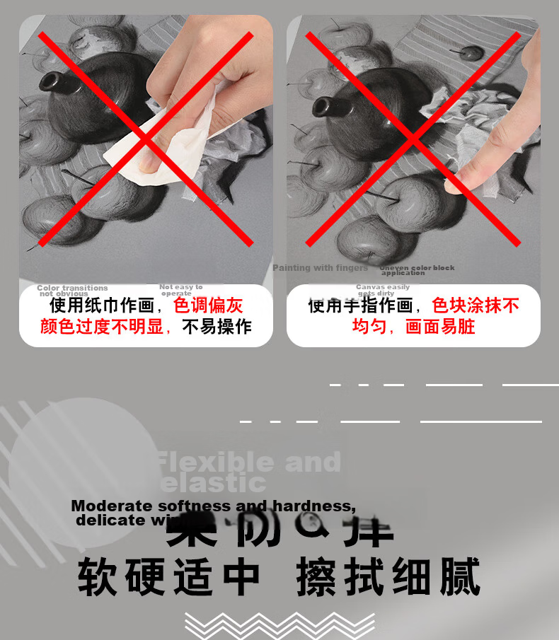 Surada Sketch Eraser Cotton Sketch Pencil Eraser Ball Eraser Pen Student Drawing Quick Sketch Sponge Ball Paper Eraser Makeup Sponge Tool DIY101 3