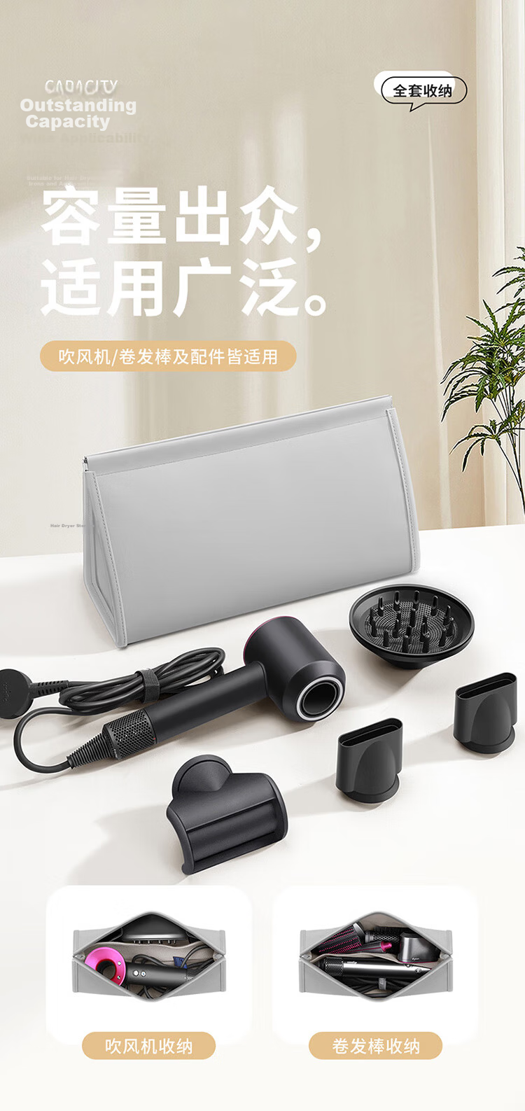 BUBM Large Travel Makeup Bag Portable Toiletry Bag Hair Dryer Bag Large Capacity Storage Bag Business Trip Organizer Bag 2