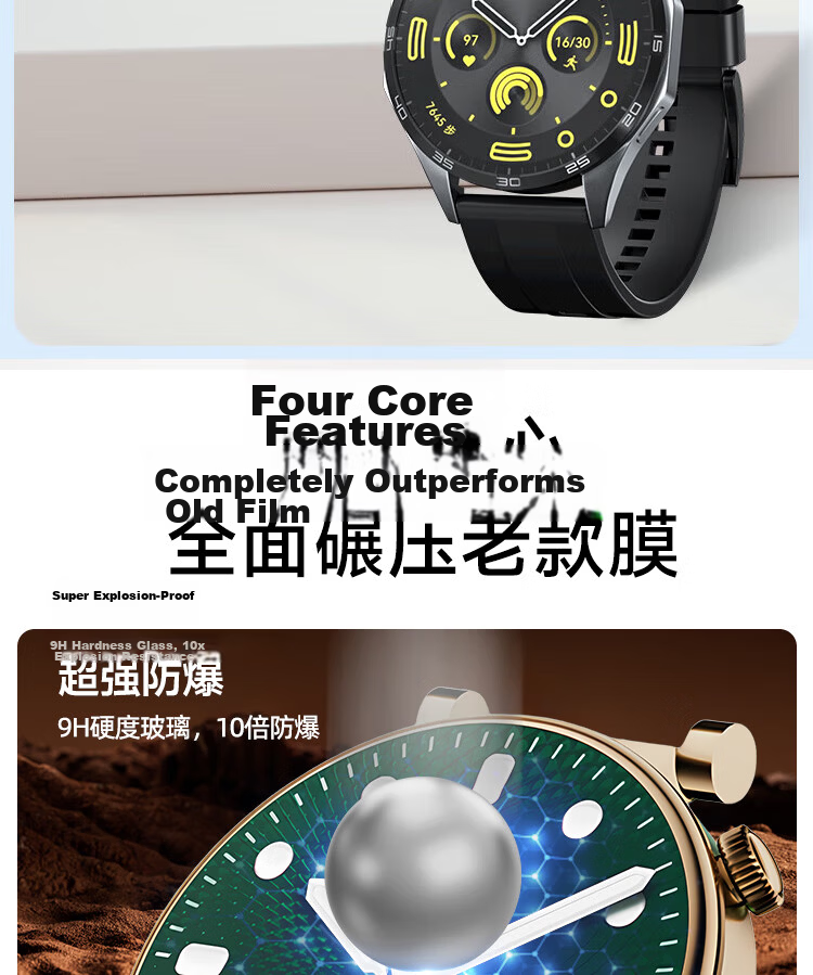 Moho [Dust-Free Chamber 1 Piece] Tempered Glass Screen Protector for Huawei WATCH GT4 41MM, Scratch-Resistant, Drop-Proof, Wear-Resistant Full Coverage HD Watch Screen Protector 3