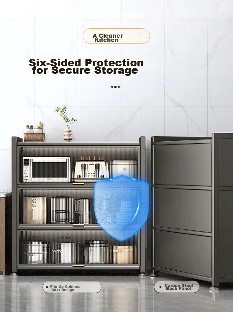 Jiabangshou Kitchen Storage Rack, Floor-Standing Microwave Oven Storage Cabinet, Multi-Layer Dustproof Storage Cabinet, Multifunctional Storage Cabinet, Cupboard, Length 80 Cm 6