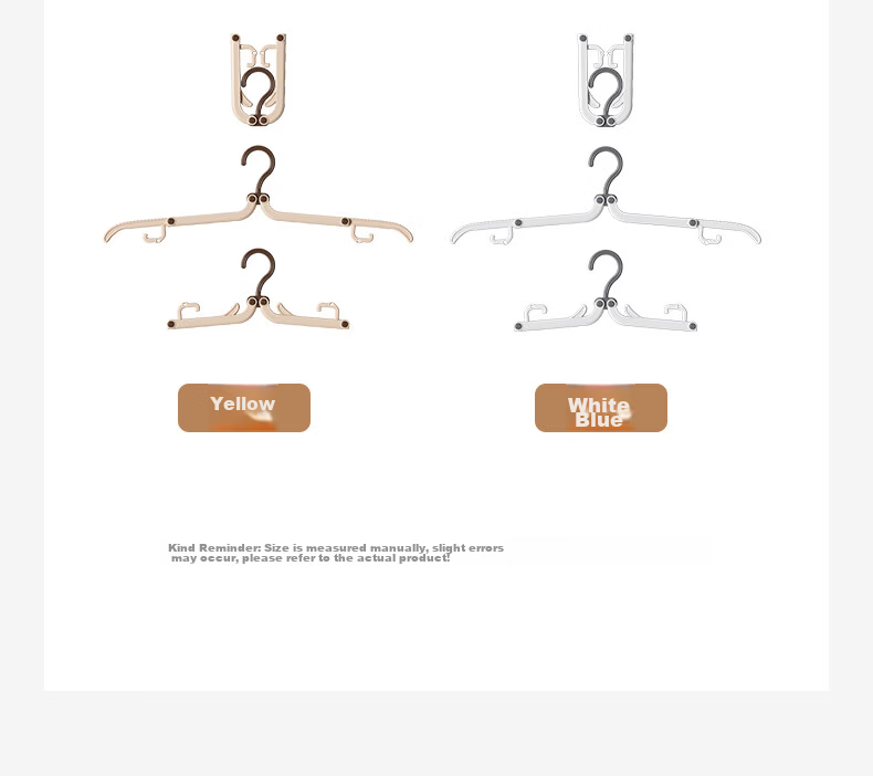 Baicaoyuan Foldable Clothes Hanger Portable Travel Essential Laundry Rack 5-Pack PP Material Non-Slip Groove Travel Hanging Tool 15