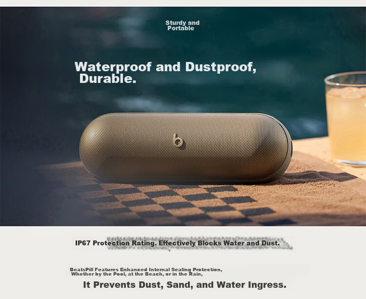 Beats Pill Collaboration Special Edition Portable Speaker, Outdoor Waterproof And Dustproof Audio System, Wireless Bluetooth Speaker, Compatible with Apple And Android, Elegant Gray 2