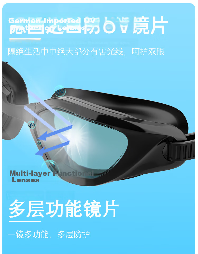 SPRING SWHALE Professional Adult Swimming Goggles for Men And Women, Long-Lasting Anti-Fog Waterproof Eye Protection, Prescription Available for Myopia, Swimming Glasses 12