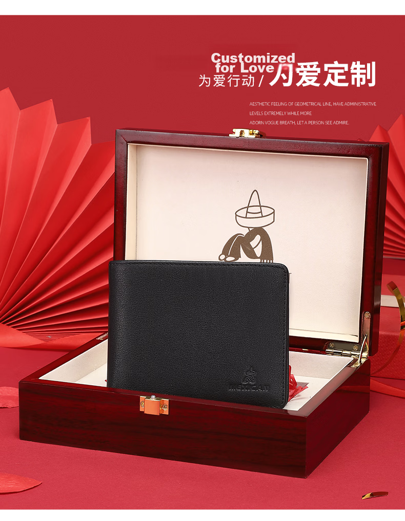 MEXICAN Men's Wallet First Layer Cowhide Short Horizontal Wallet High-End Gift Box Birthday Present for Men and Dad 3