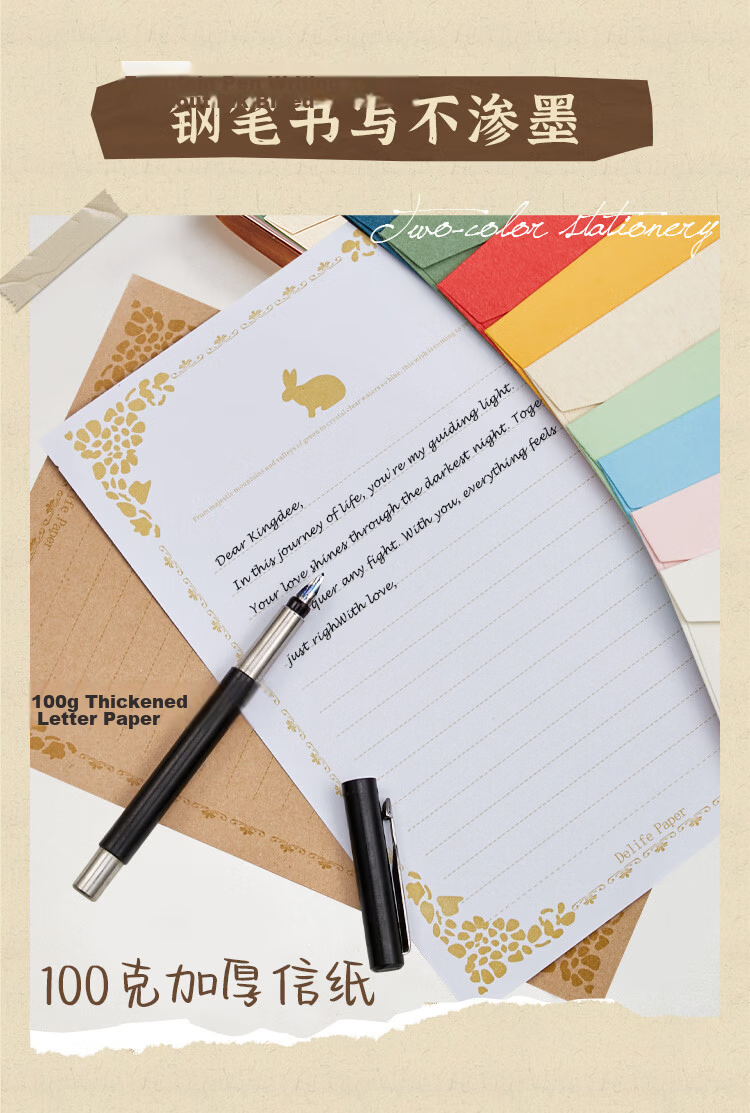 Kingdee Envelope And Letter Paper Set, Instagram-Style High-Quality Aesthetic Ceremonial Handwritten Romantic Love Letter, Creative Gift for Girlfriend, 4 Envelopes And 8 Sheets of Letter Paper, Blue, BCBQ149 7