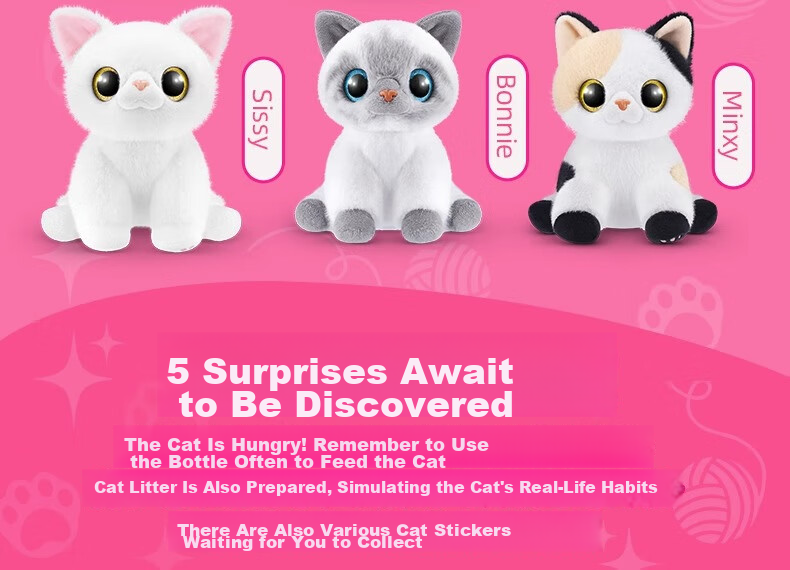 ZURU Pets Yarn Cat Girl Cartoon Doll Interactive Toy Birthday Gift Cat Ornament 7