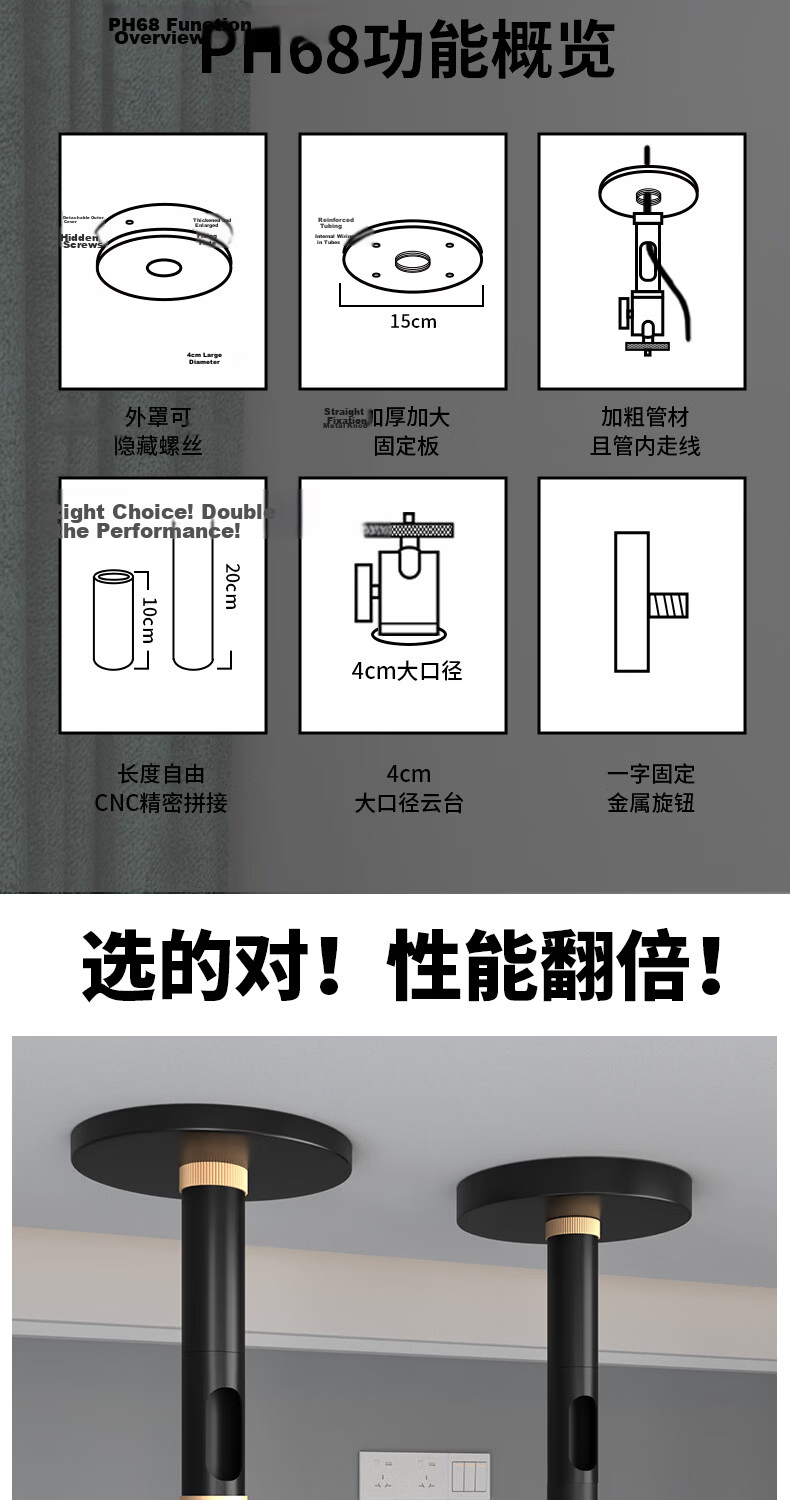 CINE Heavy-Duty Projector Ceiling Mount Bracket for Home Use Compatible with XGIMI H3S H6, JmGO J10, Dangbei X7, Hisense Big Eye Orange C3 Projector PH68-15 2