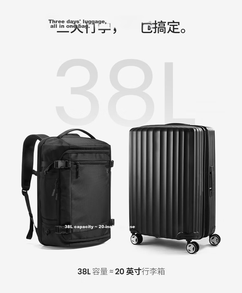 Tomtoc Large Capacity Men's Business Travel Backpack Carry-On Luggage 17.3-inch Laptop Bag 38L 4
