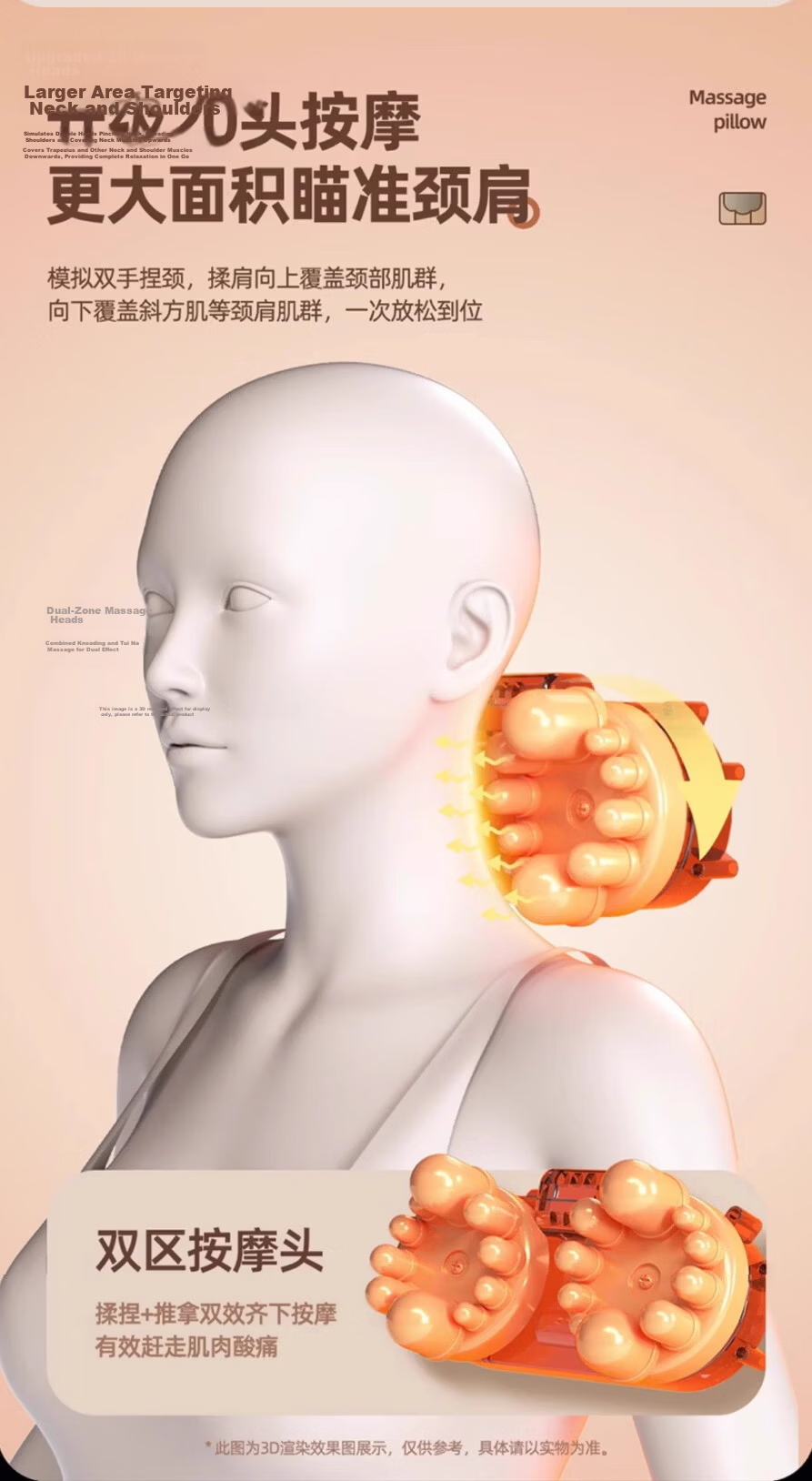 AUX GL-65 Cervical Massage Pillow Neck Shoulder Lumbar Kneading Heat Therapy Smart Timer Massager Gift for Parents Teachers' Day 7