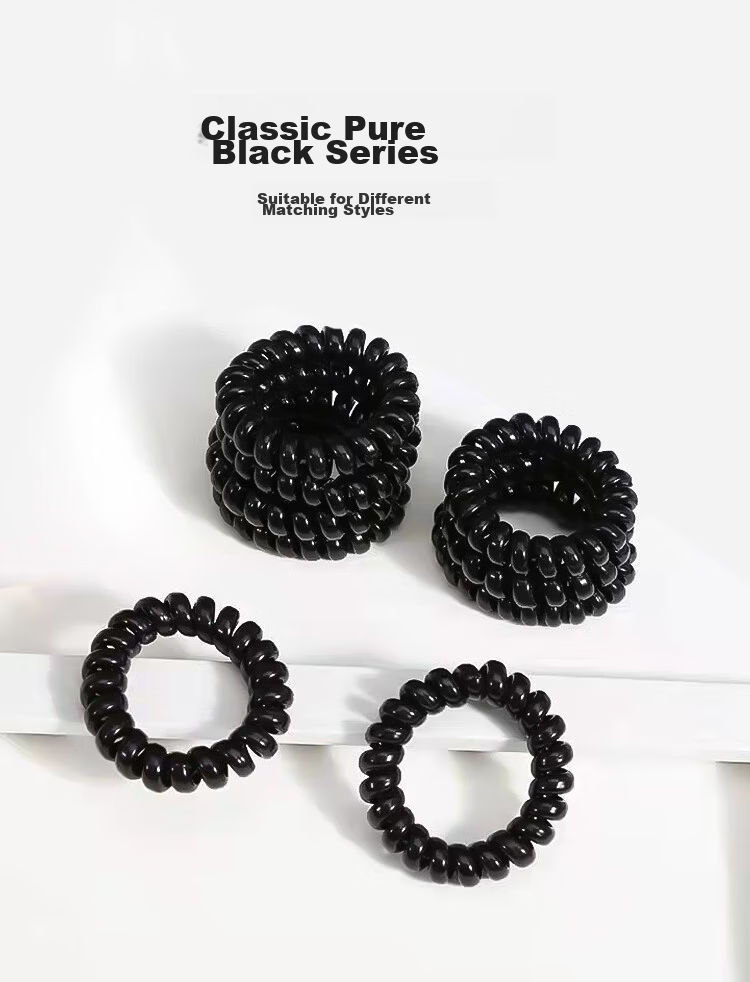 Meifuyu Thickened Telephone Wire Hair Ties Hair Bands Large Size 20 Black Elastic Hair Bands Hair Ropes Hair Ties MF8948 4