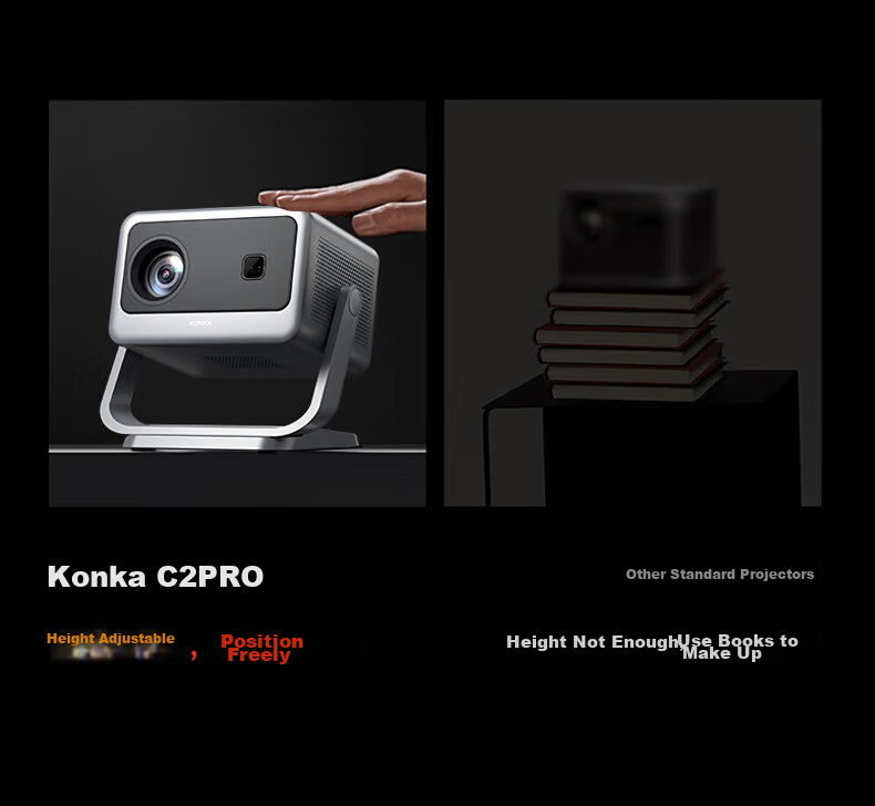 KONKA C2pro PTZ Projector Home Use HD Portable Home Theater Bedroom Projector (Auto Focus Correction, 260lm Brightness, 360° PTZ) 11