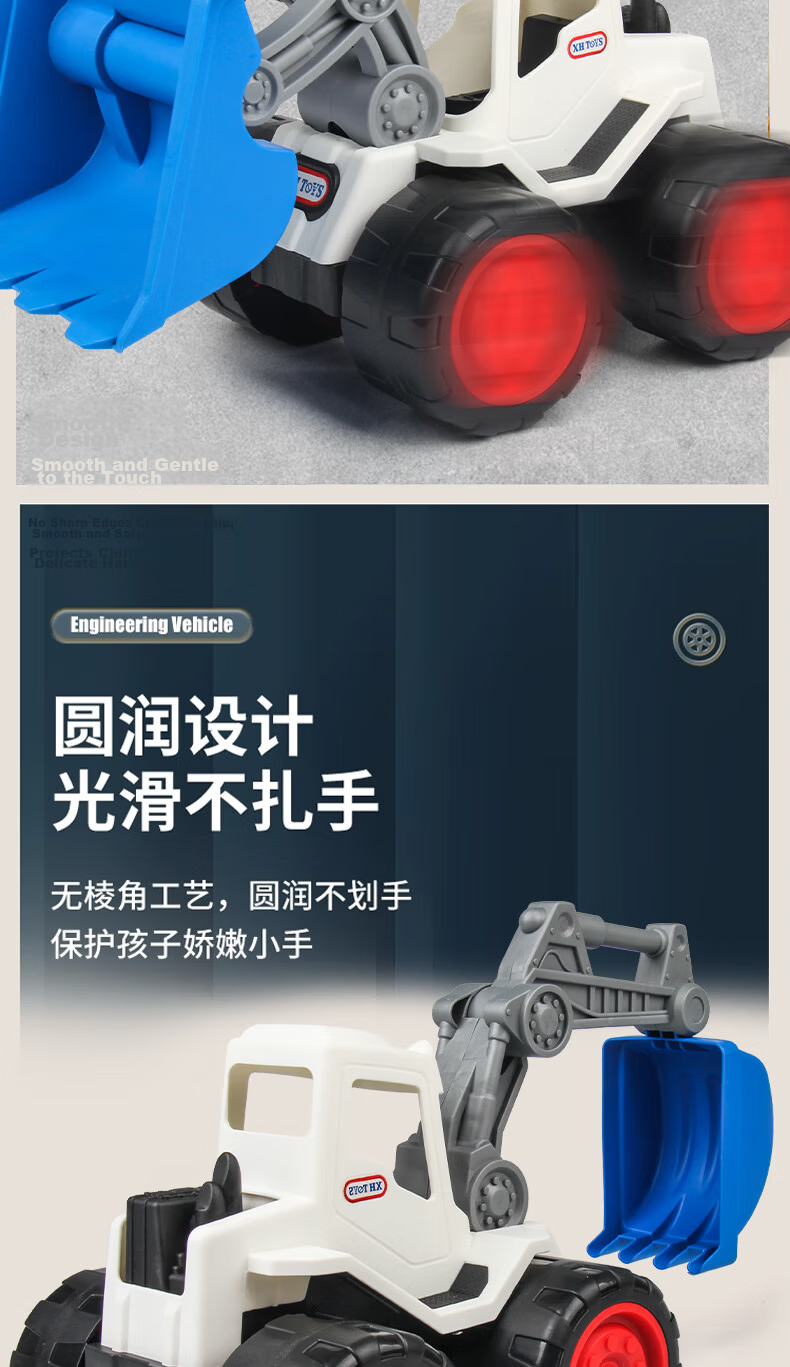 Anby Families Large Children's Excavator Inertia Toy for Boys And Girls Aged 3-6, Durable Construction Vehicle Model Birthday Gift 8