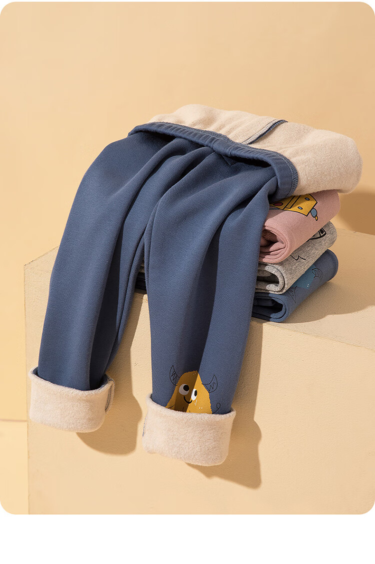 Dingguagua Children's Thermal Pants Boys Autumn Fleece Thickened Inner Wear Fleece Cotton Lined Pants 6A01 170 15