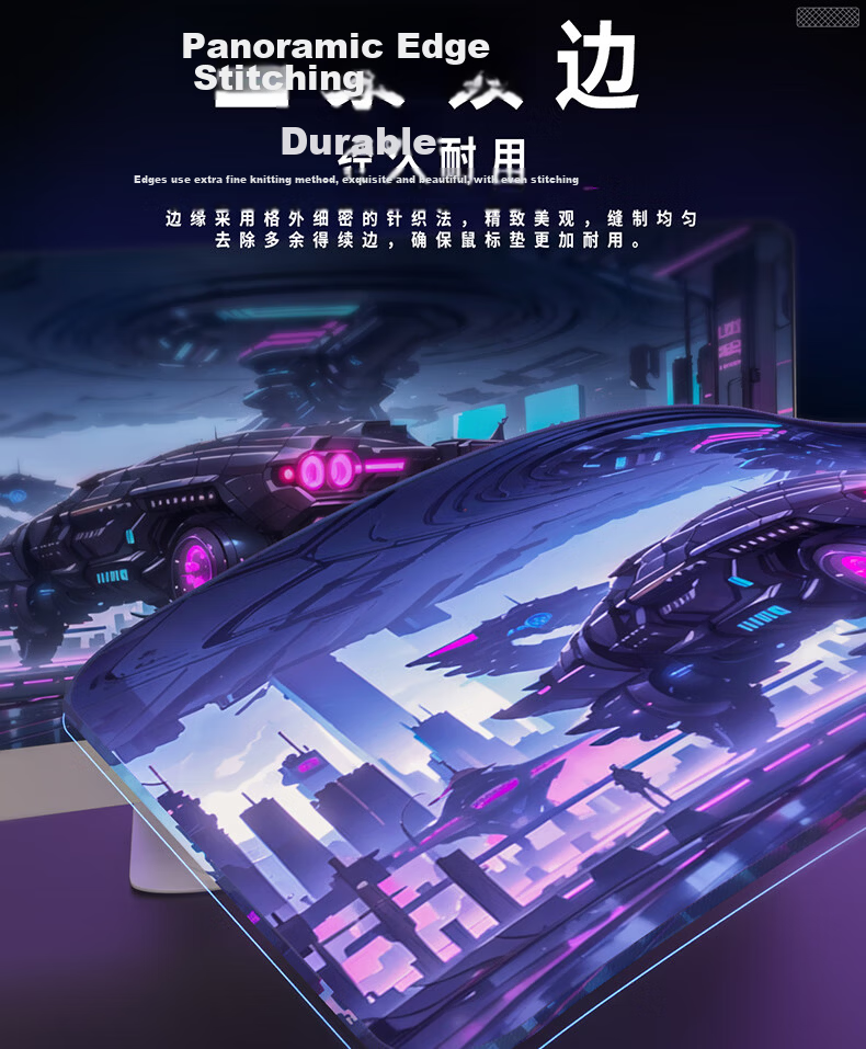 Juyingfeng Large Mouse Pad Desk Mat Laptop Keyboard Mat Computer Office Edge-Locked Cute Cartoon Gaming Edge-Wrapped Desk Mat 800x300x2mm Mecha Girl 4