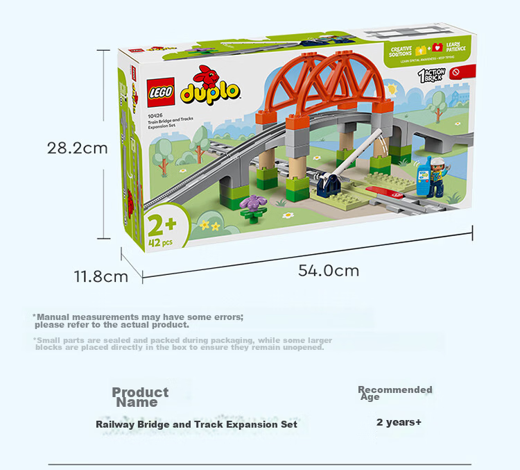 LEGO Duplo 10426 Railway Bridge and Track Set Kids Toys Birthday Gift Large Blocks 12