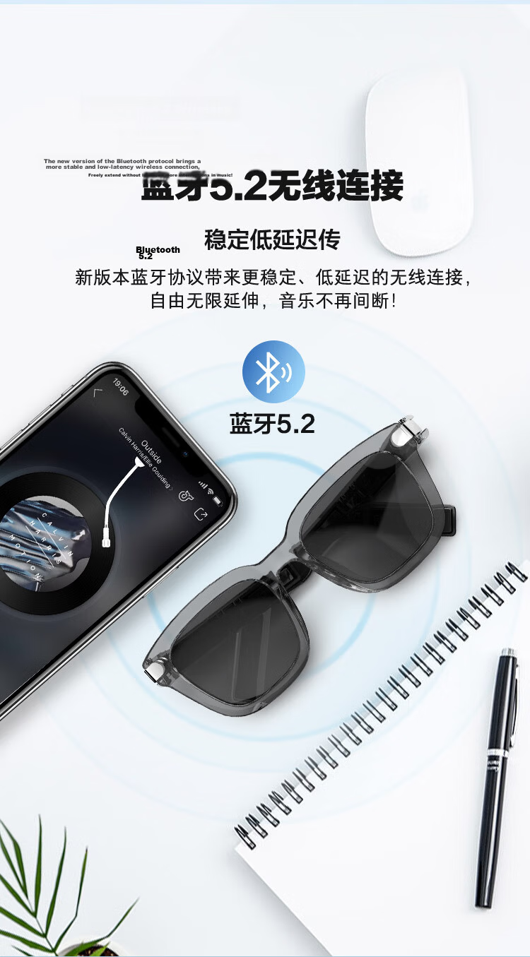 JBL Soundgear Frames Wireless Bluetooth Smart Audio Glasses Open-Ear Earphones Birthday Gift Recommendation Square Frame Phantom Black 17