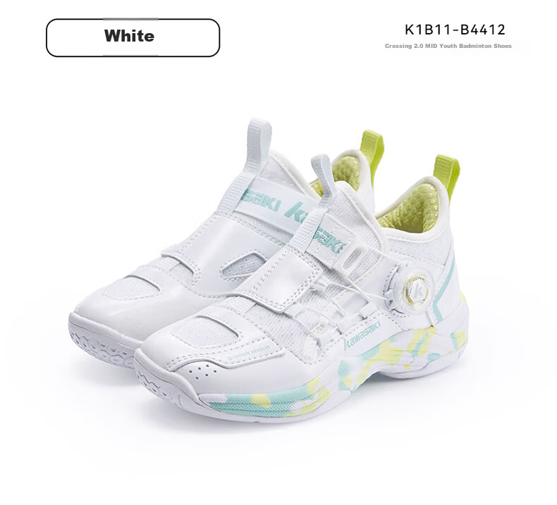 KAWASAKI Kids Badminton Shoes Traverse 2.0 Durable Unisex Sports Shoes B4412 White Size 34 21