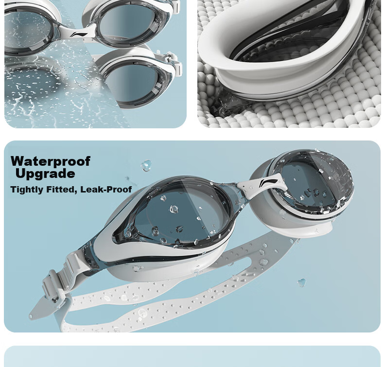 LI-NING High Definition Anti-fog Comfortable Waterproof Unisex Plain Swimming Goggles Professional Diving Equipment 299-2 3