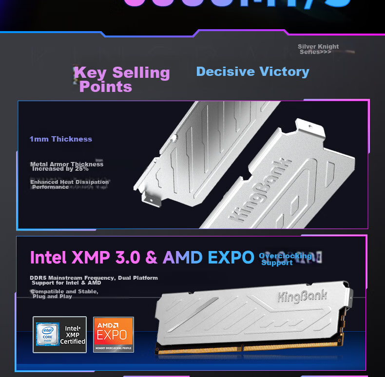 KINGBANK 32GB (16GBx2) DDR5 6000 Desktop RAM Silver Edition C36 Deepseek Hardware 2