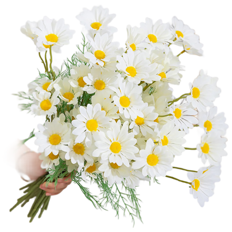 Shengshi Taibao Artificial Daisy Flowers Silk Plastic Flower Decoration Set of 5 for Living Room Dining Table Desktop Decor