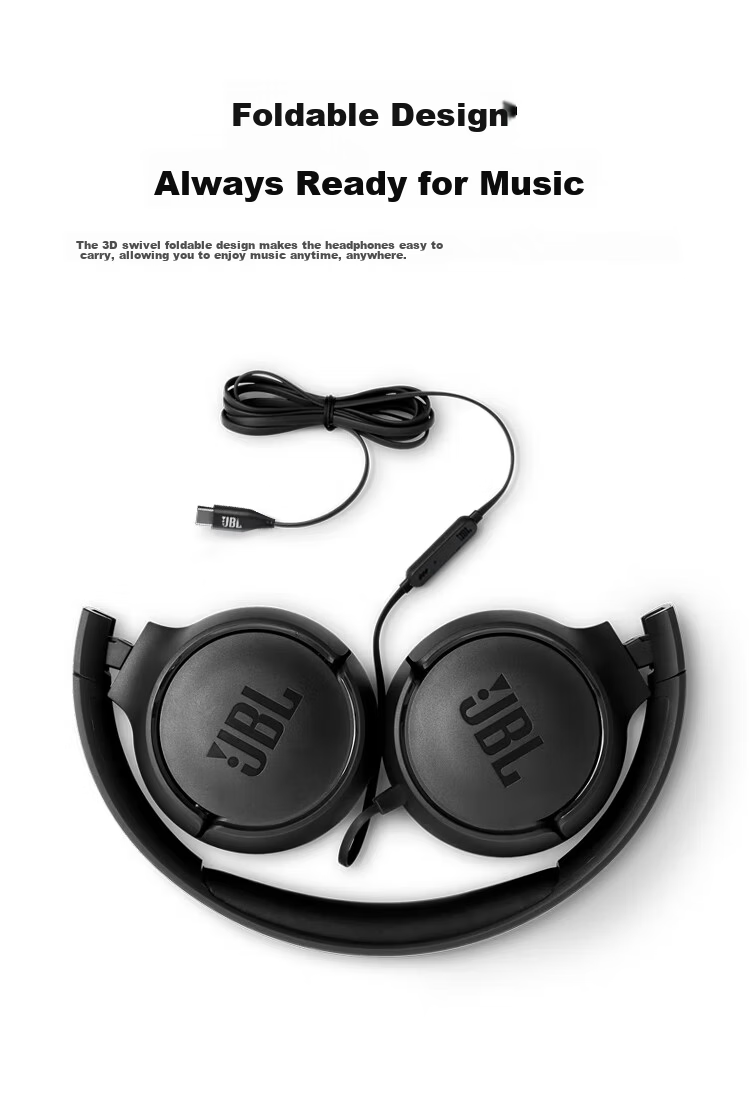 JBL TUNE520C Upgraded Wired Over-Ear Headphones with Type-C, Hi-Res Certified, In-Line Mic and Remote, Black 14