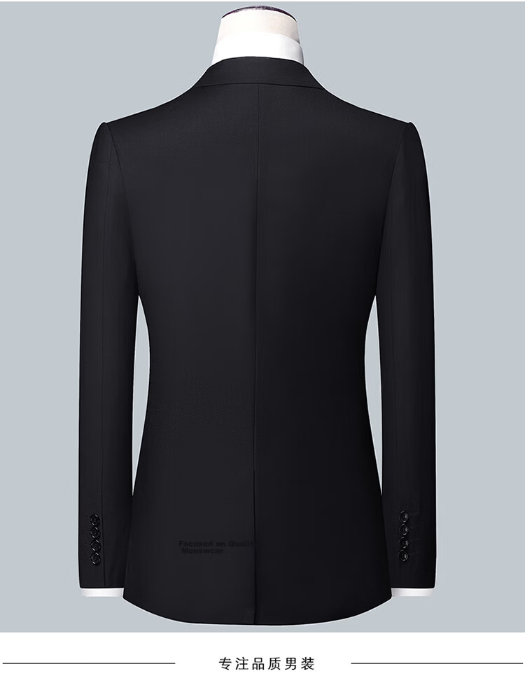 ROMON Men's Suit Set, Small Suit Jacket, Professional Formal Wear, Slim Fit Casual Groomsman Suit, Navy Blue 6XL 19