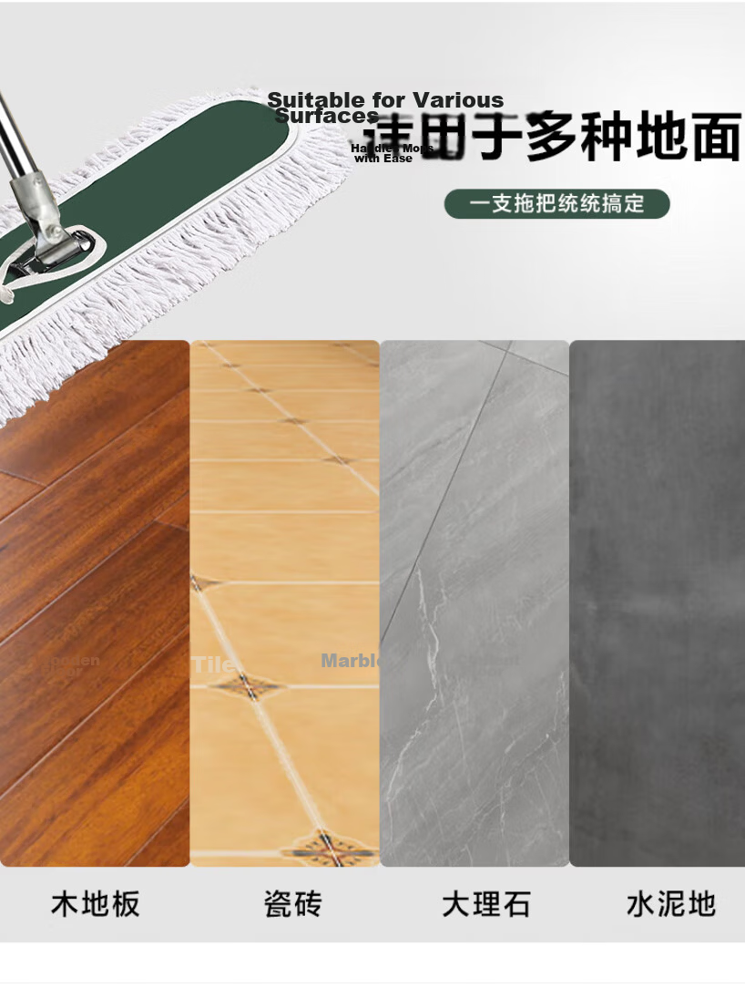 Meijia Life Flat Mop Cloth Head Luxury Replacement Cloth Head 110CM Cotton Canvas Absorbent for Wood Floor and Tiles 7