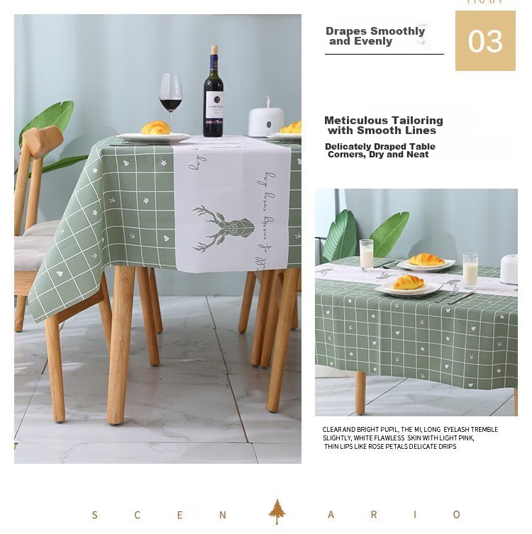 Jingxun Waterproof and Oil-proof Nordic Style Tablecloth, Wash-free Table Mat, Coffee Table Pad, Deer Pattern, 137*180cm 5