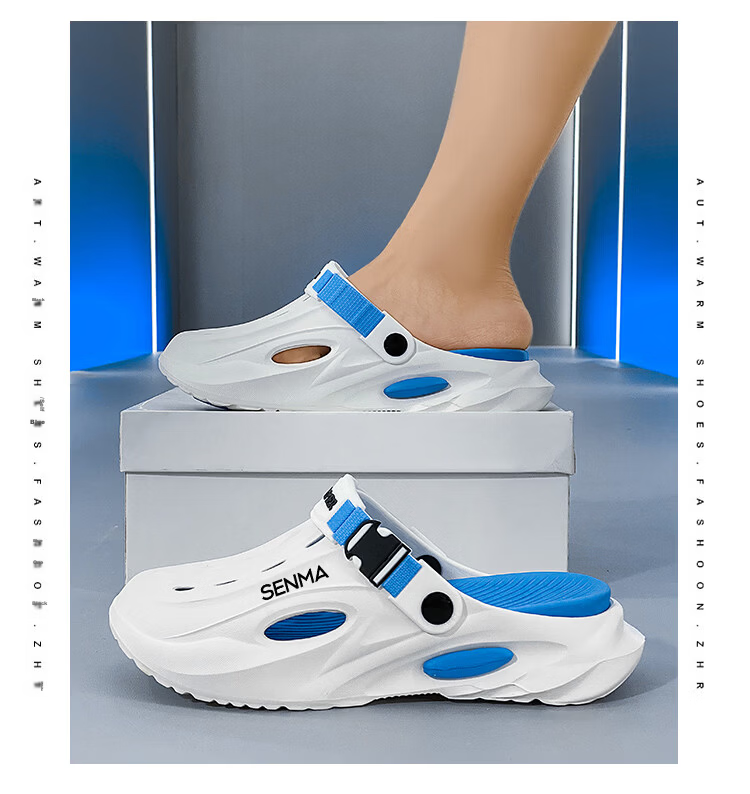 Senma Men’s Summer Outdoor Closed-Toe Sandals Non-Slip Beach Slippers Mint Green Size 42-43 19