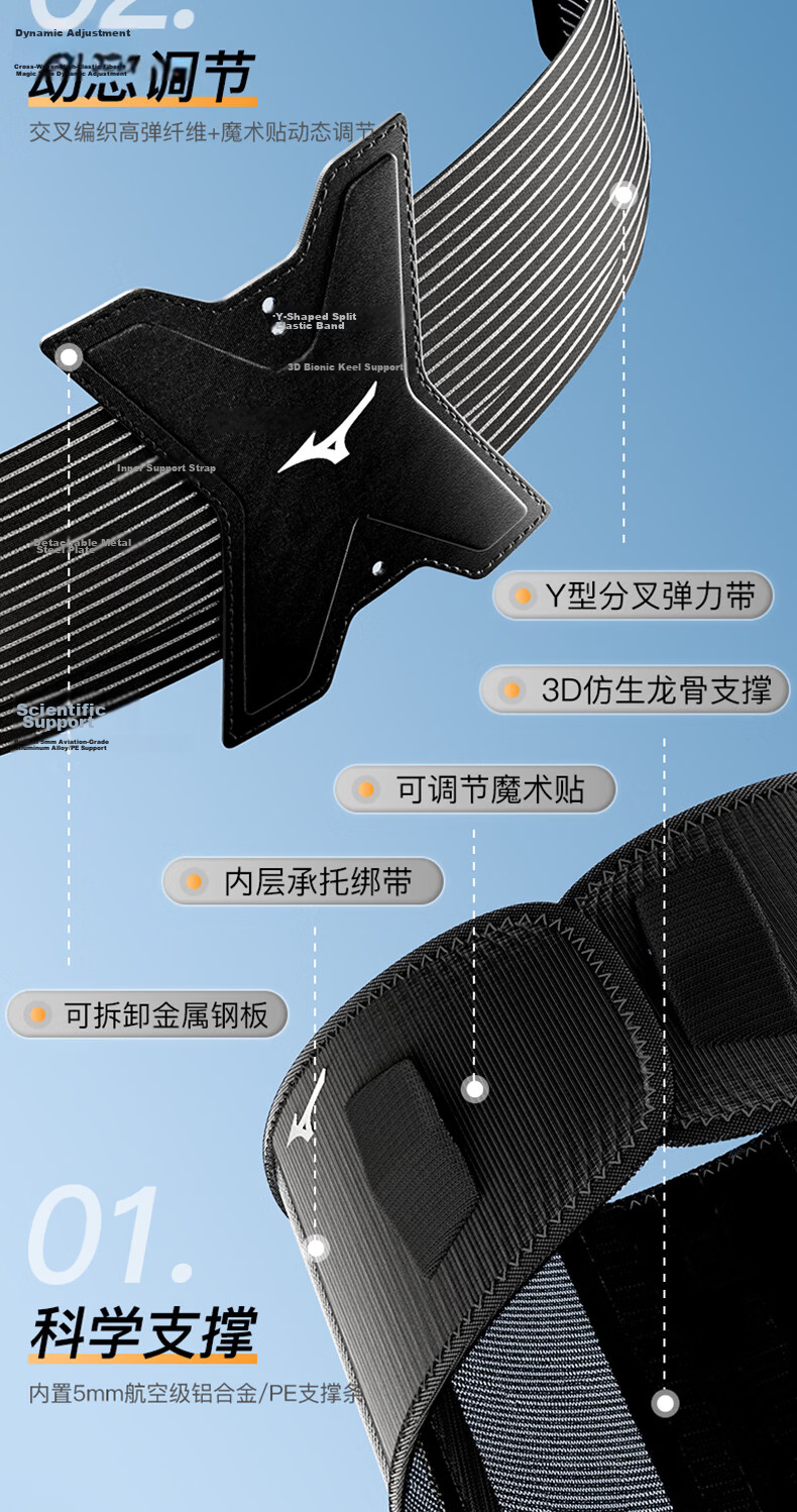 MIZUNO Lumbar Support Belt for Herniated Disc, Breathable Thin Waist Brace for Prolonged Sitting, Sports Fitness Back Support for Lumbar Muscle Strain 3