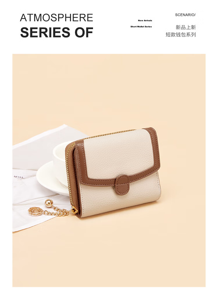 Kouyi Women's Short Wallet Genuine Leather Mini Fashion Coin Purse Student Birthday Gift for Girlfriend Wife 10
