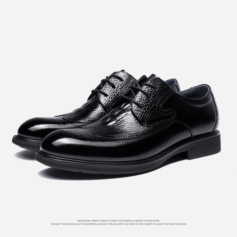LAORENTOU Men's Business Dress Shoes First Layer Cowhide Non-Slip Brogue High-End Shoes 510409 Black Size 38 16