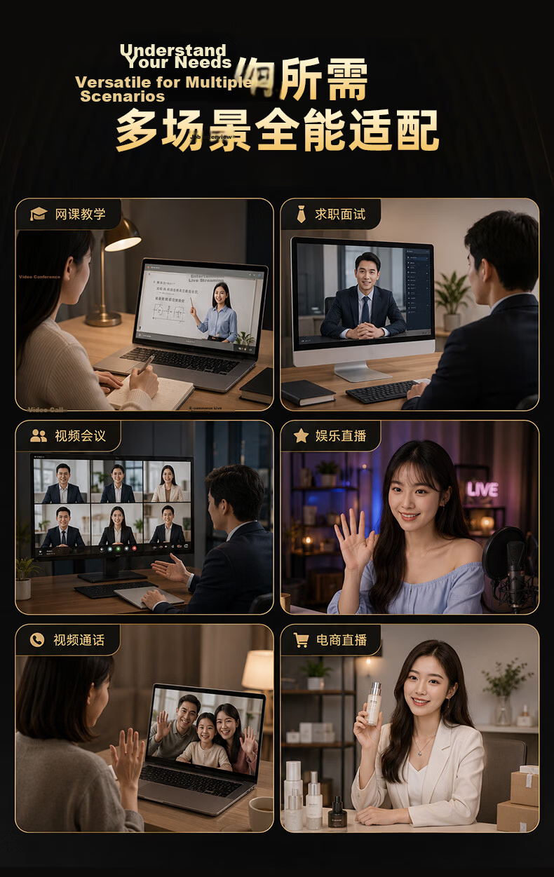 Huiboshi Live Streaming Camera, 4K HD Computer Livestreaming Equipment, Photography with Remote Control Green Screen Chroma Key, Specialized for Douyin And Kuaishou, Beauty Filter, Anchor Gift, Large Tripod Stand 15