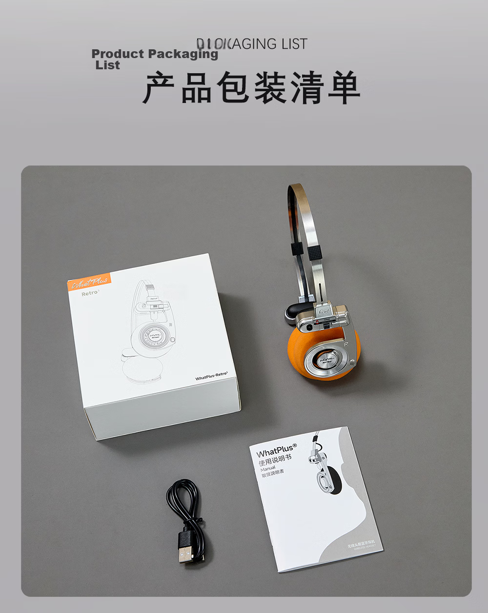 WHATPLUS RETRO3 Wireless Bluetooth Headphones Portable Lightweight Over-Ear Sports Earphones 3rd Gen R3 Cloud Mist Color 14