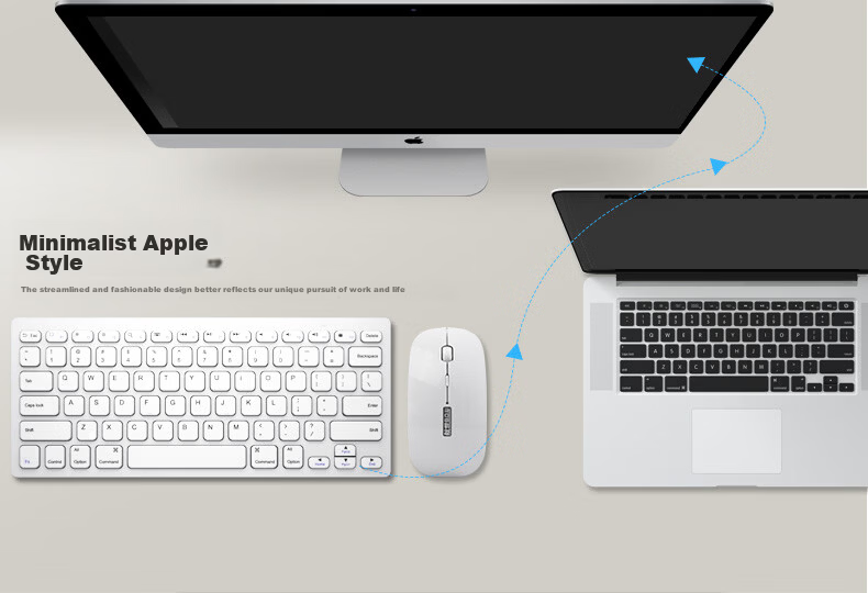 B.O.W Hangshi MK610 Wireless Keyboard and Mouse Set Retro Chocolate 79-Key Laptop Office Universal White 10