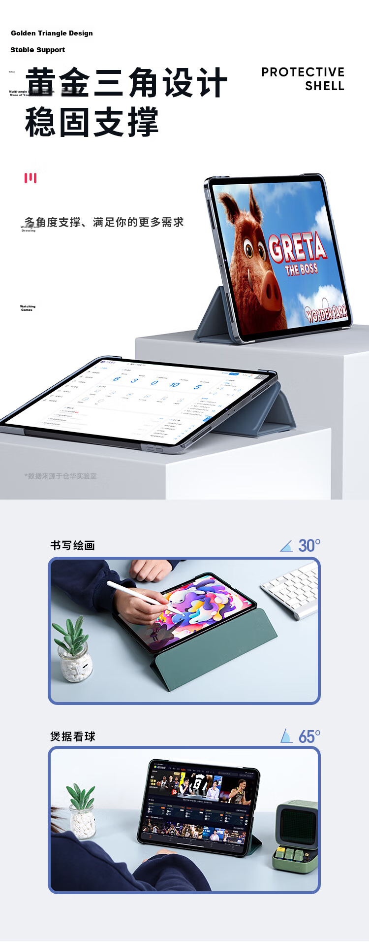 CangHua IPad 10/11 Protective Case, Compatible with 2022/2025 Models, 11-Inch Apple Tablet Stand, Tri-Fold Full Coverage Shockproof Anti-Bend Leather Cover 6