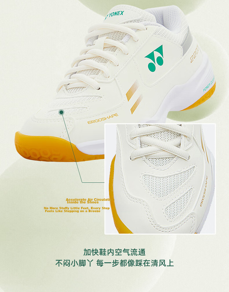 YONEX Badminton Shoes, Shock-Absorbing, Non-Slip, Comfortable Parent-Child Style, Youth Model SHB220JRCR, White And Pink, Size 34 24