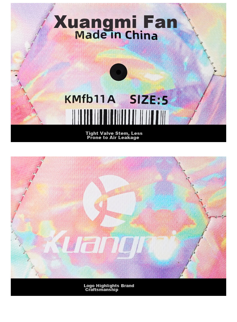 Kuangmi Football Diamond Tie-Dye Student Soccer Ball Youth Size 5 Professional Exam Competition Training Birthday Gift 12
