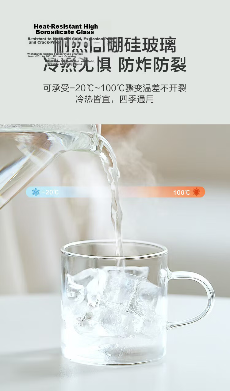 JD Original Glass Cups, High Borosilicate Tea Cups, Home Brewing Cups, 100ml, Set of Six 6