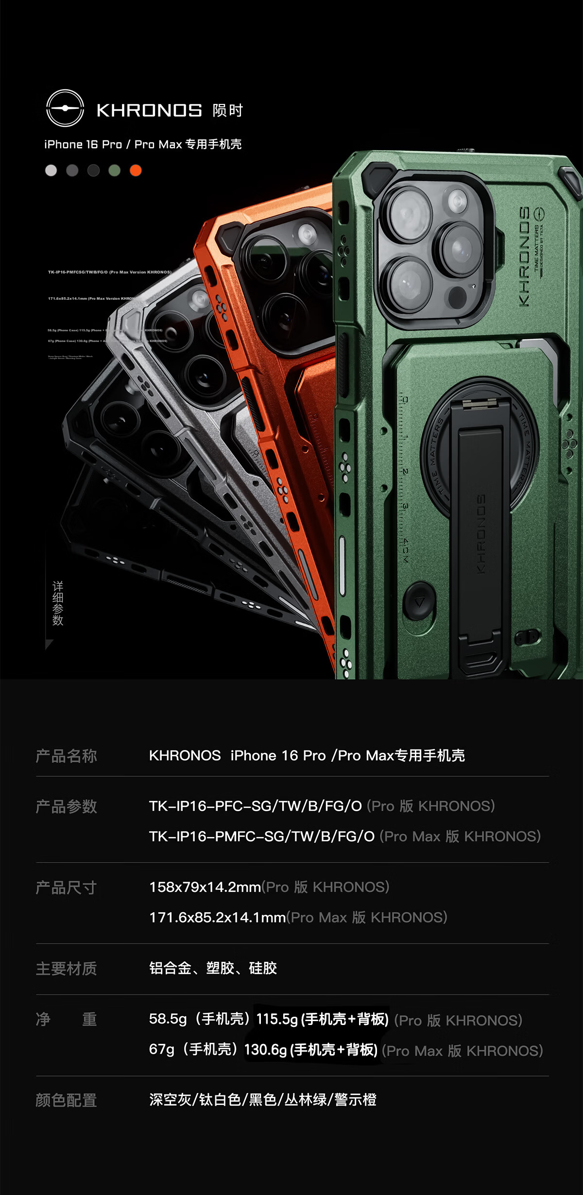 TILTA Iron Head Protective Case with Backplate for iPhone 16 Pro Max Rabbit Cage Anti-Drop Shell KHRONOS Meteor Series Deep Space Gray 19