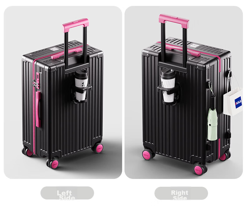 DULA Stylish Luggage with Cup Holder, Multifunctional Suitcase for Men And Women, Travel Case with Password Lock, Space Gray, 24 Inches 34