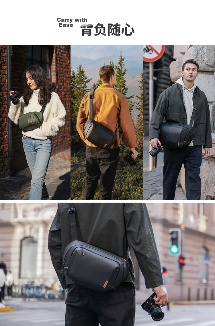 PGYTECH Camera Bag OneGoV2 Shoulder Bag Dandelion Photography Bag Mirrorless Camera Backpack Lens Inner Bag Crossbody DSLR Camera Bag Waterproof Travel Portable Bag Obsidian Black 10L 16