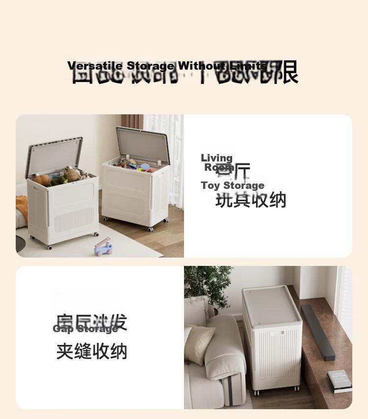 JD Jingzao [Junenezhuang] Foldable Storage Box with Lid and Wheels Large Capacity 64*67*40 cm 14