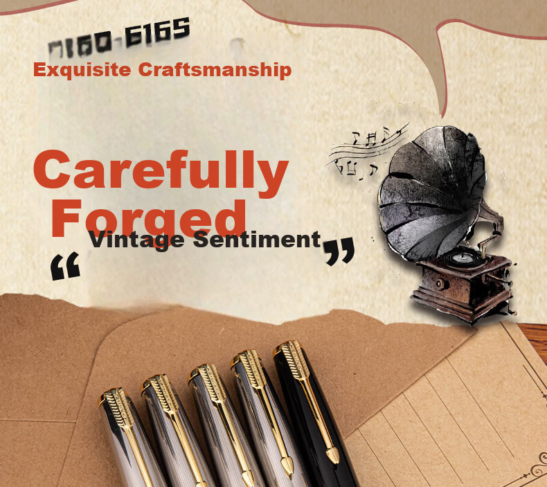 HERO Fountain Pen 616S, Metal Barrel with Hidden Nib, Classic Retro Upgraded Version, Midnight Red, EF Hidden Nib 3