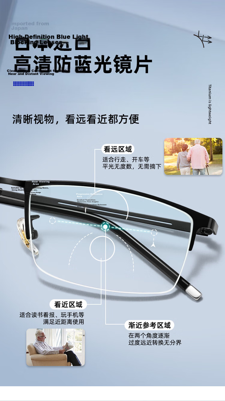 CAPONI Japanese Imported Titanium Reading Glasses for Men with Smart Zoom Function, Bifocal Reading Glasses, Genuine Product for Driving And Walking 6