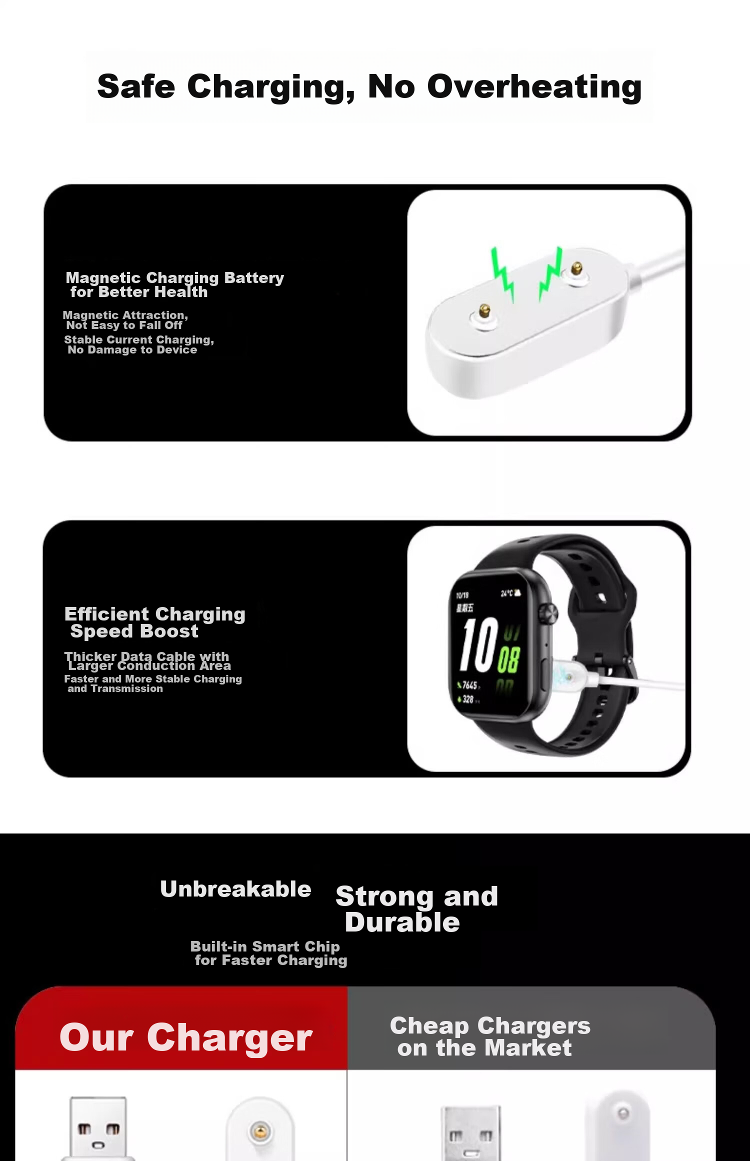 Iboann Compatible with Honor Select ROSSINI Watch 2i/2e Charging Cable, Haylou Watch Active Edition Magnetic Honor Watch X5 Charger, FIT Charging Dock Fast Charging Cable 3