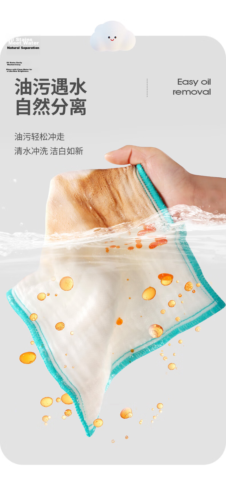 Yunlei Thickened Cleaning Cloth, 28*28cm, Pack of 10, Large Dishwashing Towel for Kitchen, Pot Scrubber 8